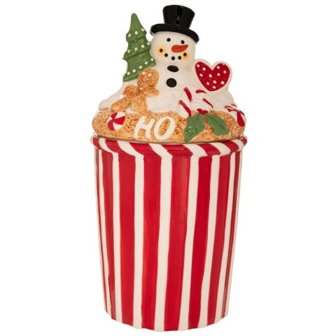 BISCOTTIERA CERAMICA STRISCE ROSSE